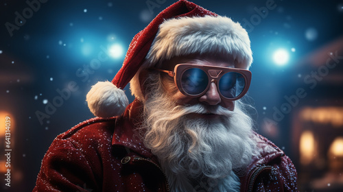 santa claus with glasses, christmas, generative ai photo
