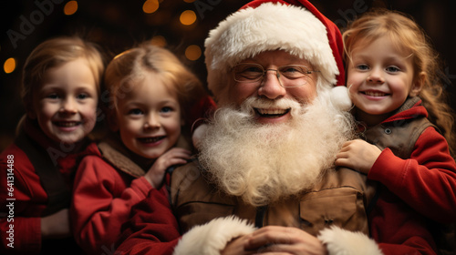 santa with children, christmas, generative ai