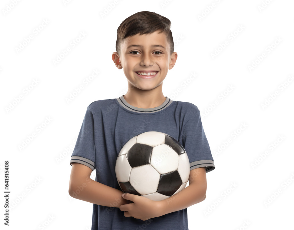 Happy young football player, cut out