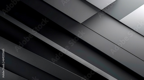 Dark grey banner with geometric shapes, lines, stripes, generative AI.