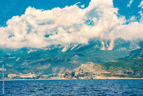 Mountain coast near the sea In Montenegro. Thick clouds in the sky. © dizfoto1973