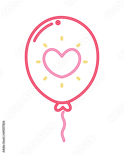 neon helium balloon with heart