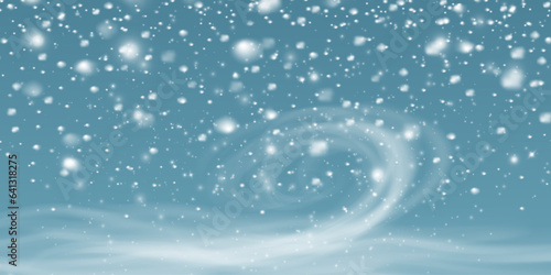 Winter blizzard with sparkles, falling snow with snowflakes and blizzard. Illustration. Light, dust, winter, blizzard, Christmas, vector. The effect of a winter storm, snowfall, ice.