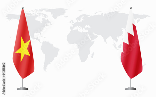 Vietnam and Bahrain flags for official meeting
