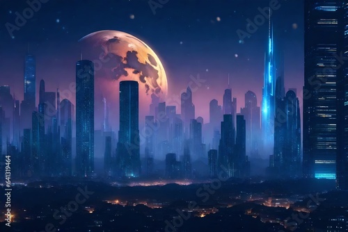 city at night generated by AI technology © abdur