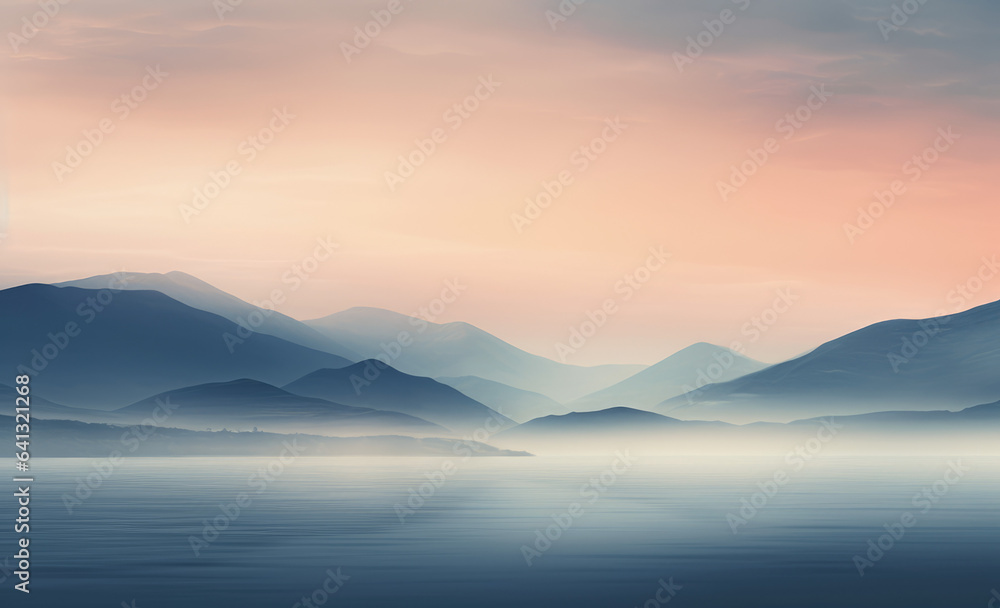 Mountainous landscape in the mist Mountainous landscape in the mist