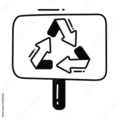 Recycle board doodle Icon Design illustration. Ecology Symbol on White background EPS 10 File