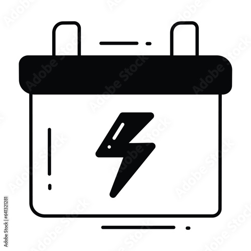 Battery doodle Icon Design illustration. Ecology Symbol on White background EPS 10 File