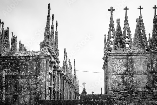 VILALBA, SPAIN - AUGUST 5, 2022: Alba Neo-Gothic Cemetery, with the characteristic pinnacles, the work of stonemasons from the Terra Cha region since the 16th century. photo