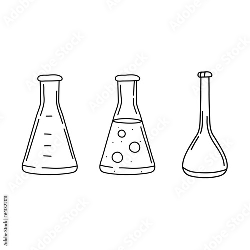 beaker doodle icon hand draw line outline
