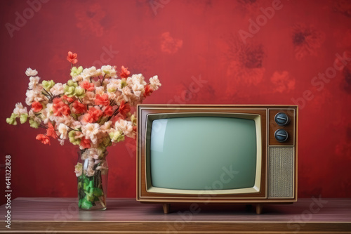 Vintage TV with flowers 