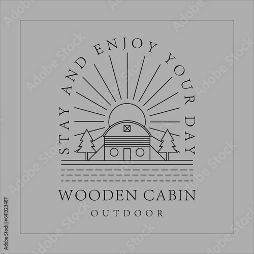 cabin or cottage logo line art simple minimalist vector illustration template icon graphic design