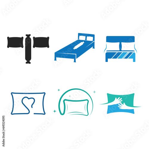 Bed and pillow logo illustration vector design