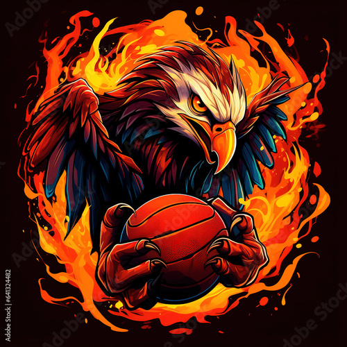 bald eagle with a basketball