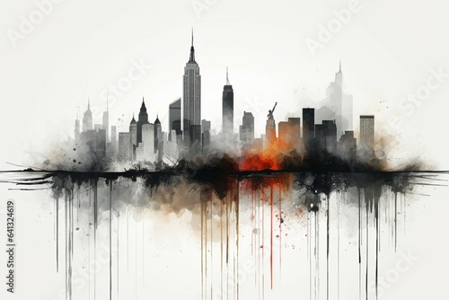 Ink elegance, Urban panorama depicted with stylish artistry captures cityscape