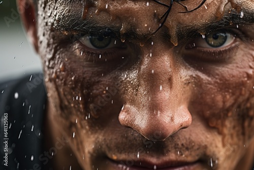 extreme close up of a professional athlete focus in his eyes, Generative AI © Intelligence Studio
