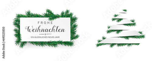 Frohe Weihnachten Banner mit grünen Tannenzweigen