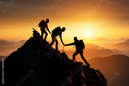 Teamwork and assistance lead to the silhouette of achievement and success © Muhammad Ishaq