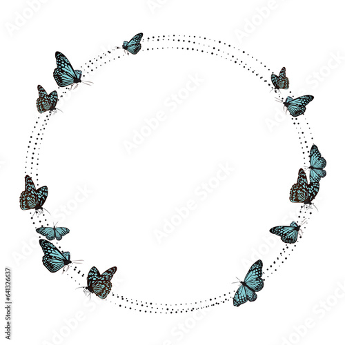 蝶たちが舞い踊るイラストフレーム・枠