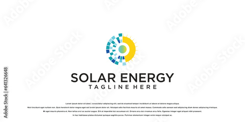 Creative solar energy logo design with modern concept| premium vector