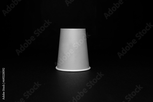 Grey Paper cup, Papercup on black background (ID: 641328092)
