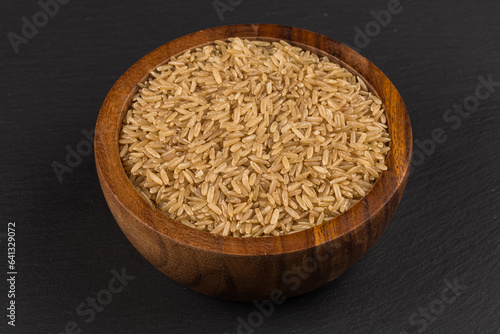 Rice in wooden bowl