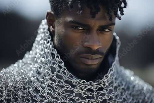 a black guy in chain mail photo