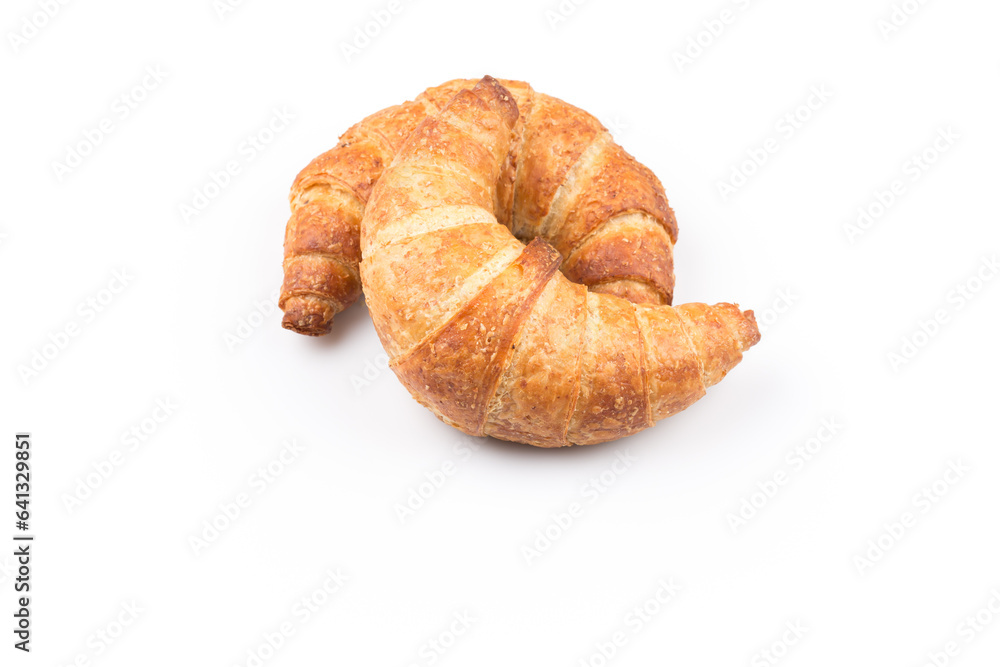 Croissant over white background