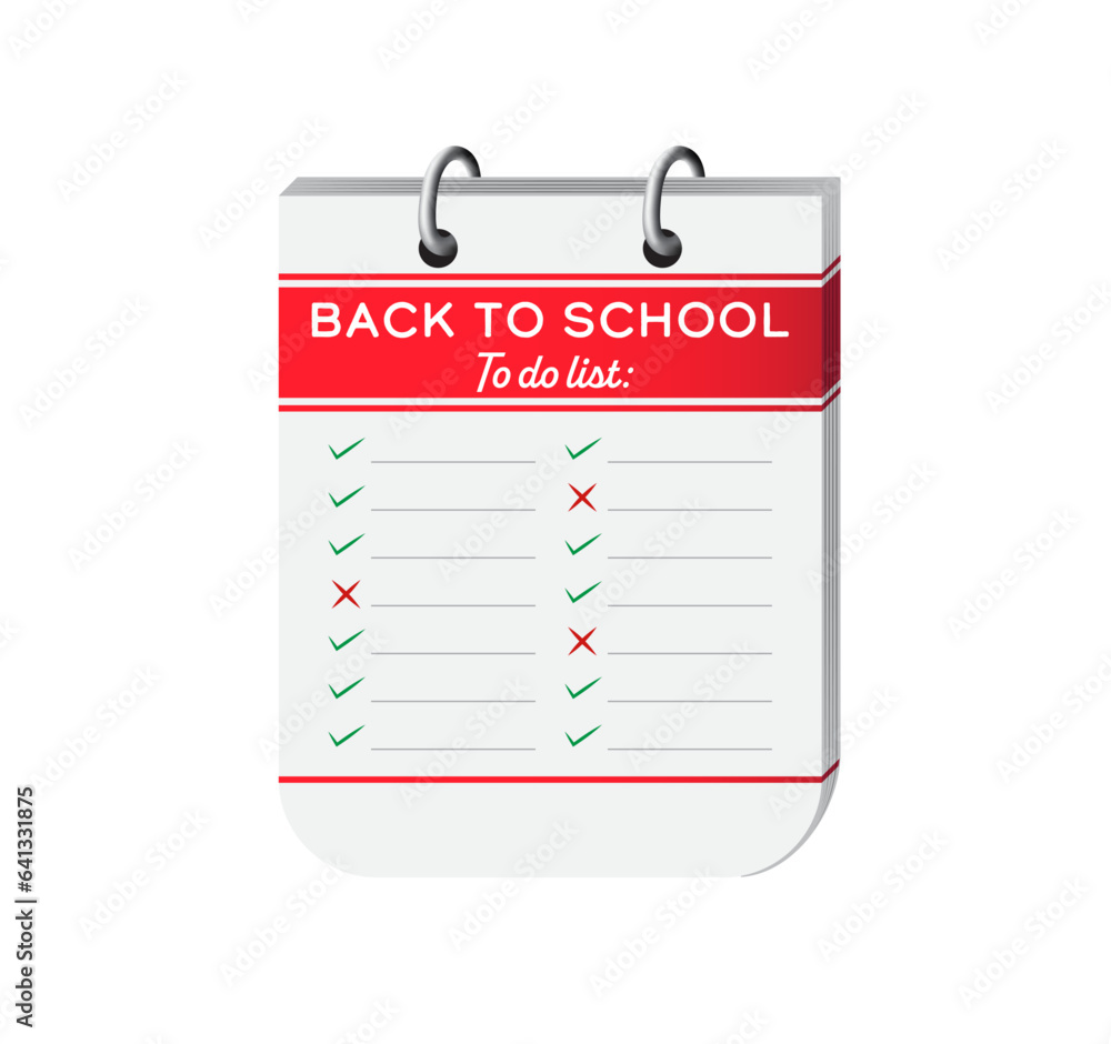 Back to school to do list concept vector with 3d notebook. Education concept design to use for back to school, education, study, learning projects and advertising. Back to school to do list concept vector with 3d notebook. Education concept design to use for back to school, education, study, learning projects and advertising.