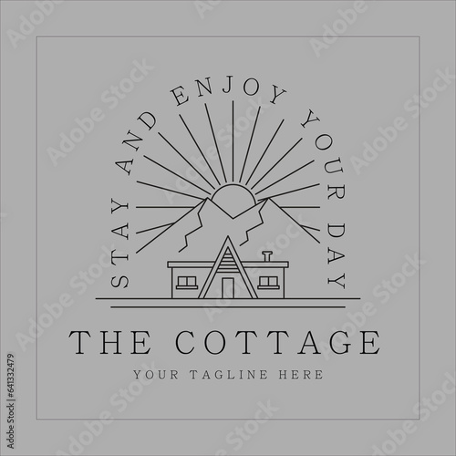 cabin or cottage logo line art simple minimalist vector illustration template icon graphic design