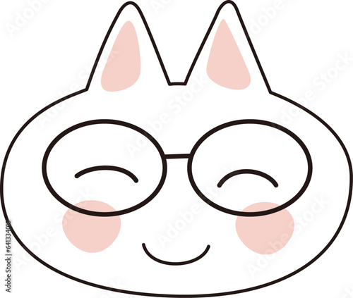 めがねをかけてほほえむネコ