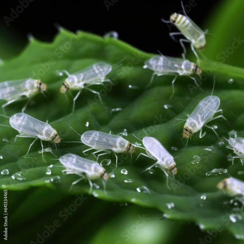 Whiteflies on cannabis leaves photo