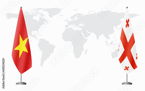 Vietnam and Georgia flags for official meeting