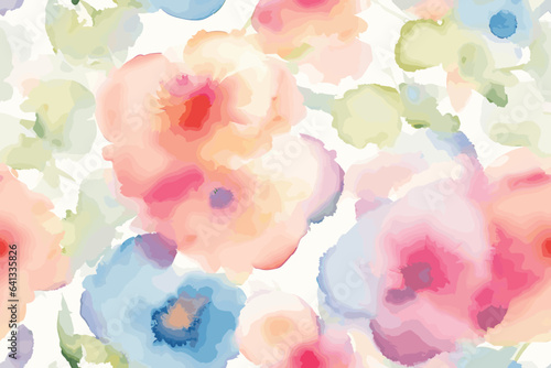 Pattern Watercolor vector art painting illustration flower pattern. textile, ornamental, ornate, hand-drawn, drapery, curl, watercolor, trendy, painting, repeat, fancy, elements, diverse, deco, stain
