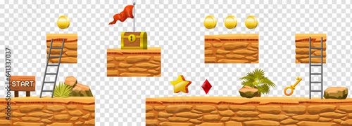 Cartoon 2D Vector Isolated Desert Platform For Game Development