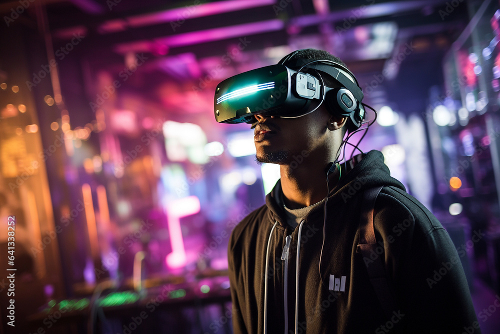 a young man in a vr helmet a young man in a vr helmet