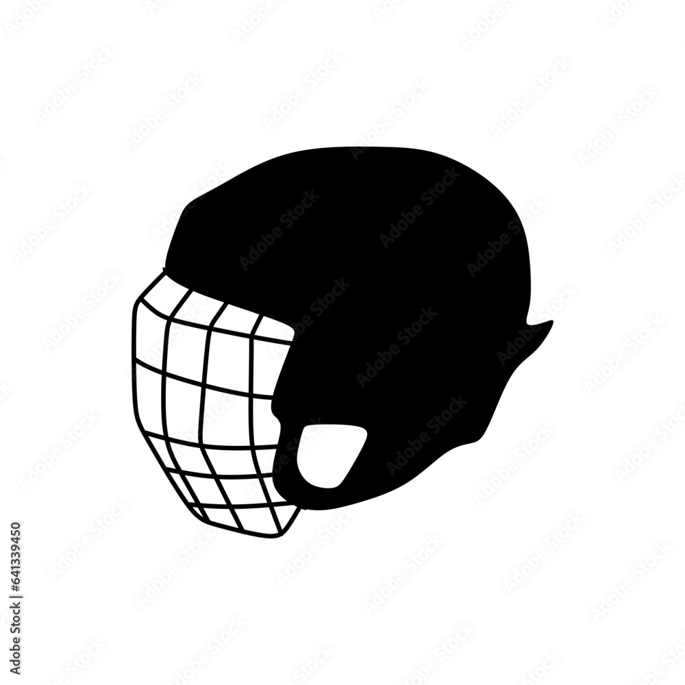 Ice hockey helmet silhouette. Vector illustration element template of