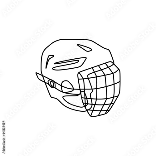 Ice hockey helmet in outline hand drawn flat icon style. Vector illustration element template of ice hockey equipment. Stylish editable graphic resources for many purposes. 