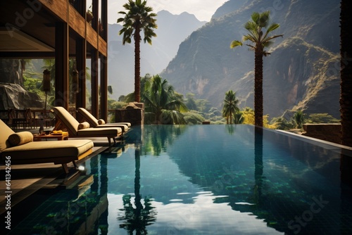 Infinity swimming pool in a luxurious tropical resort or villa © Tarun