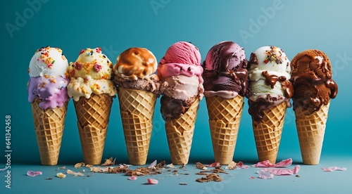 sweet ice cream on abstract background, colored delicious ice cream on background, colored background, ice cream on colorful background