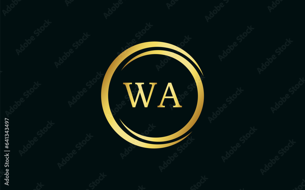 Initial Letter WA Linked Logo for business and company identity. Modern Letter WA Logo Vector Template with modern trendy golden logo