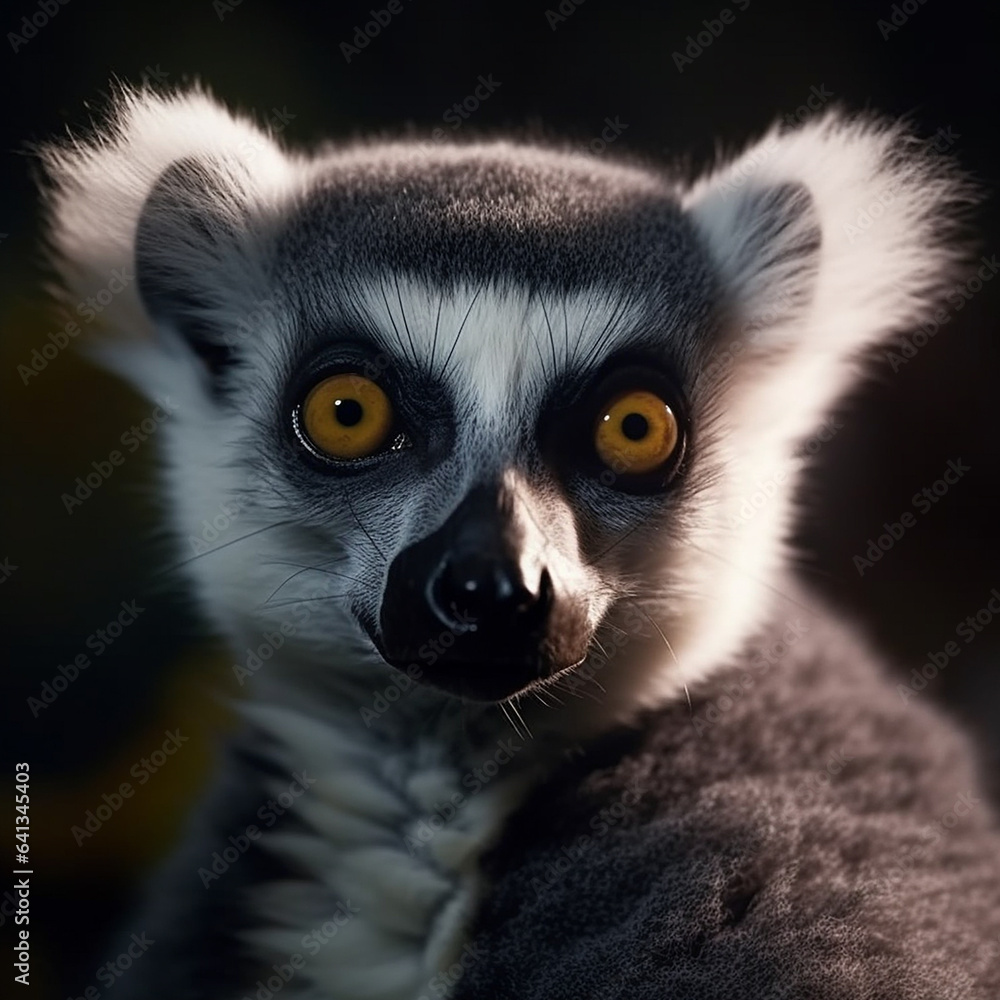 A Cute lemur animal eye focus Generative AI