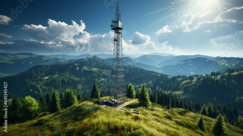 Wireless high speed internet 5G global network technology. Generative AI.