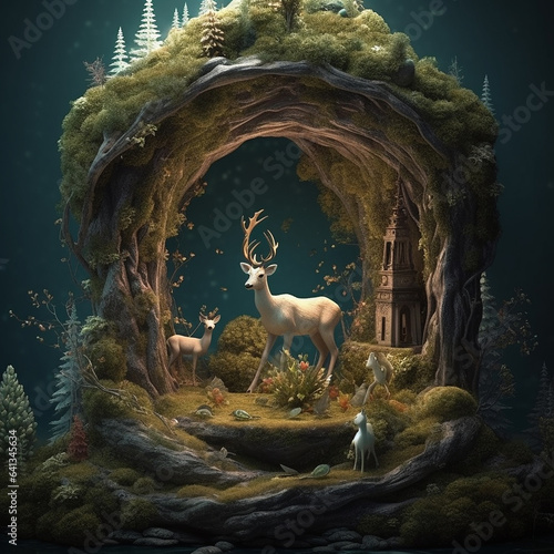 2 super cute magical wildlife photograpy Generative AI