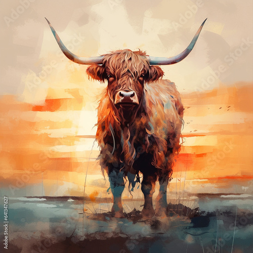 buffalo pop art portrait premium vector Generative AI