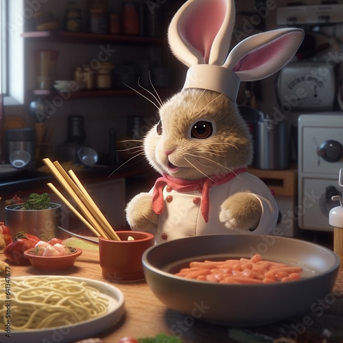 making noodles bunny chef style Generative AI