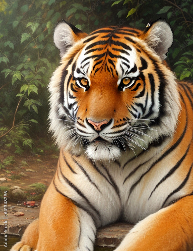 Fototapeta premium A Beautiful relaxed Tiger 