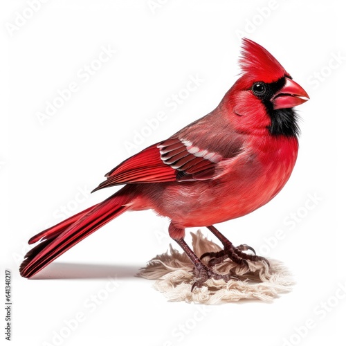 Northern cardinal bird isolated on white background. © Razvan
