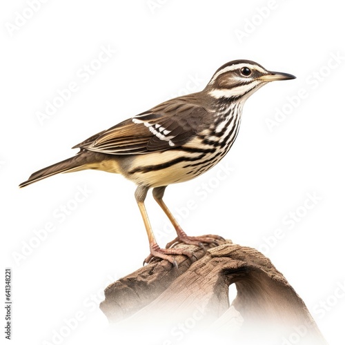 Northern waterthrush bird isolated on white background.