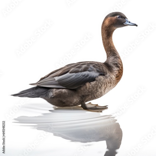 Pied-billed grebe bird isolated on white background.